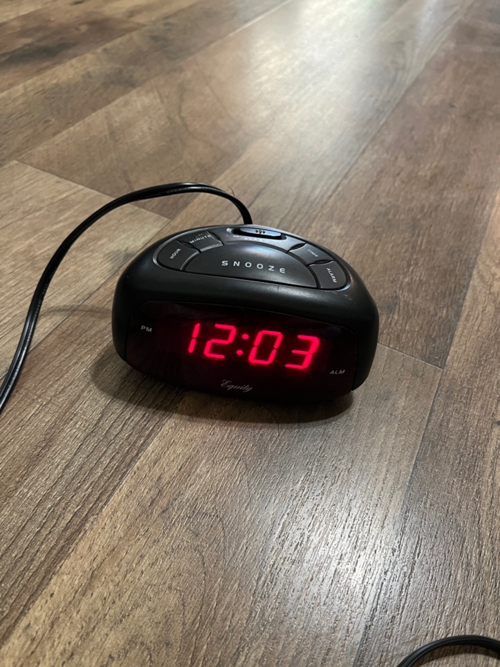 Black Digital Alarm Clock with Red LED Display